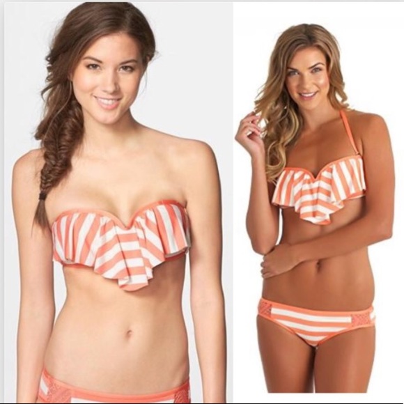 NEW Ella Moss CABANA Ruffle Bandeau Bikini Top size M - Picture 1 of 5